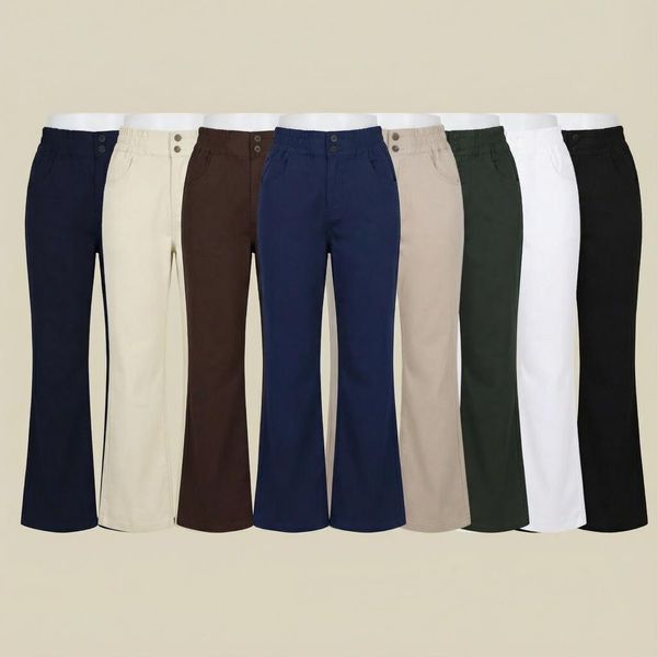 شلوار نیم بگ کتان رنگی