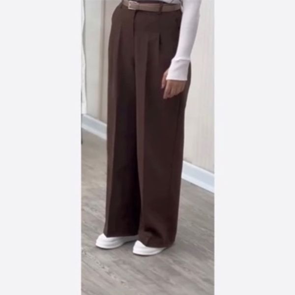شلوار بگ مازراتی قهوه ای سرمه ای مشکی کرم  زیپ و دکمه کمربند خور