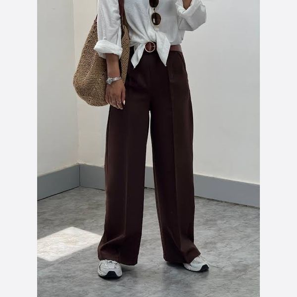 شلوار زنانه بگ مازراتی پشت کش قهوه ای سوخته