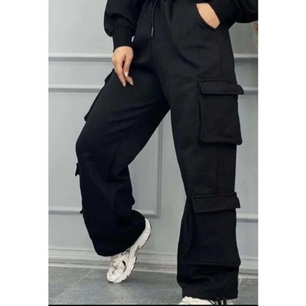 شلوار کارگو کتان کش مدل دار سایزبندی