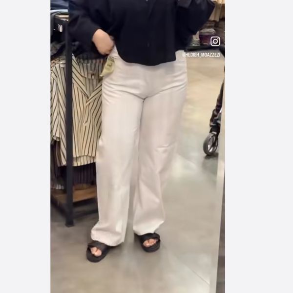 شلوار بگ کتان سفید سایز 36 تا 52