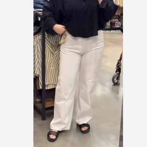 شلوار بگ کتان سفید سایز 36 تا 52