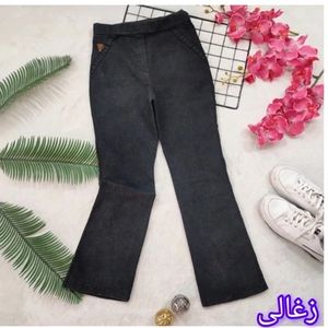 خرید اینترنتی قیمت شلوار جین نیل مشکی دمپاگشاد سایزبزرگ