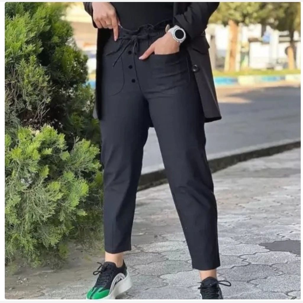 خرید اینترنتی قیمت شلوار مام استایل کتان مشکی