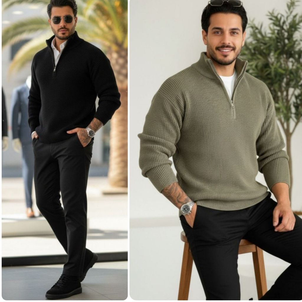 فروش اینترنتی بافت مردانه نیم زیپ