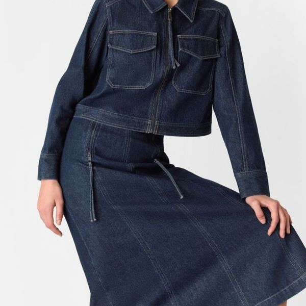 کت و دامن جین سنگ شور شده