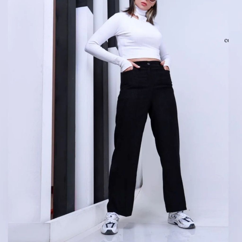 خرید اینترنتی شلوار زنانه مخمل کبریتی نیم بگ