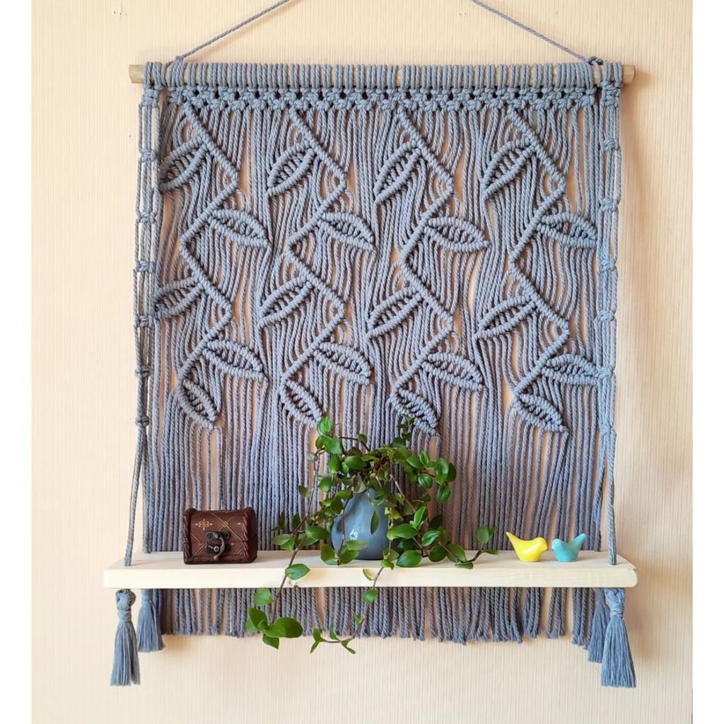 خرید آنلاین دیوارکوب شلف مکرومه بافی مدل جوانه