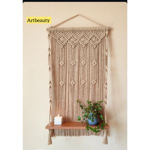 شلف مکرومه چوبی مدرن دکوری کادویی