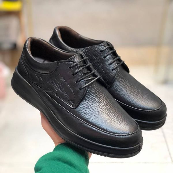 کفش چرم مردانه طبی بندی شامی رنگ مشکی