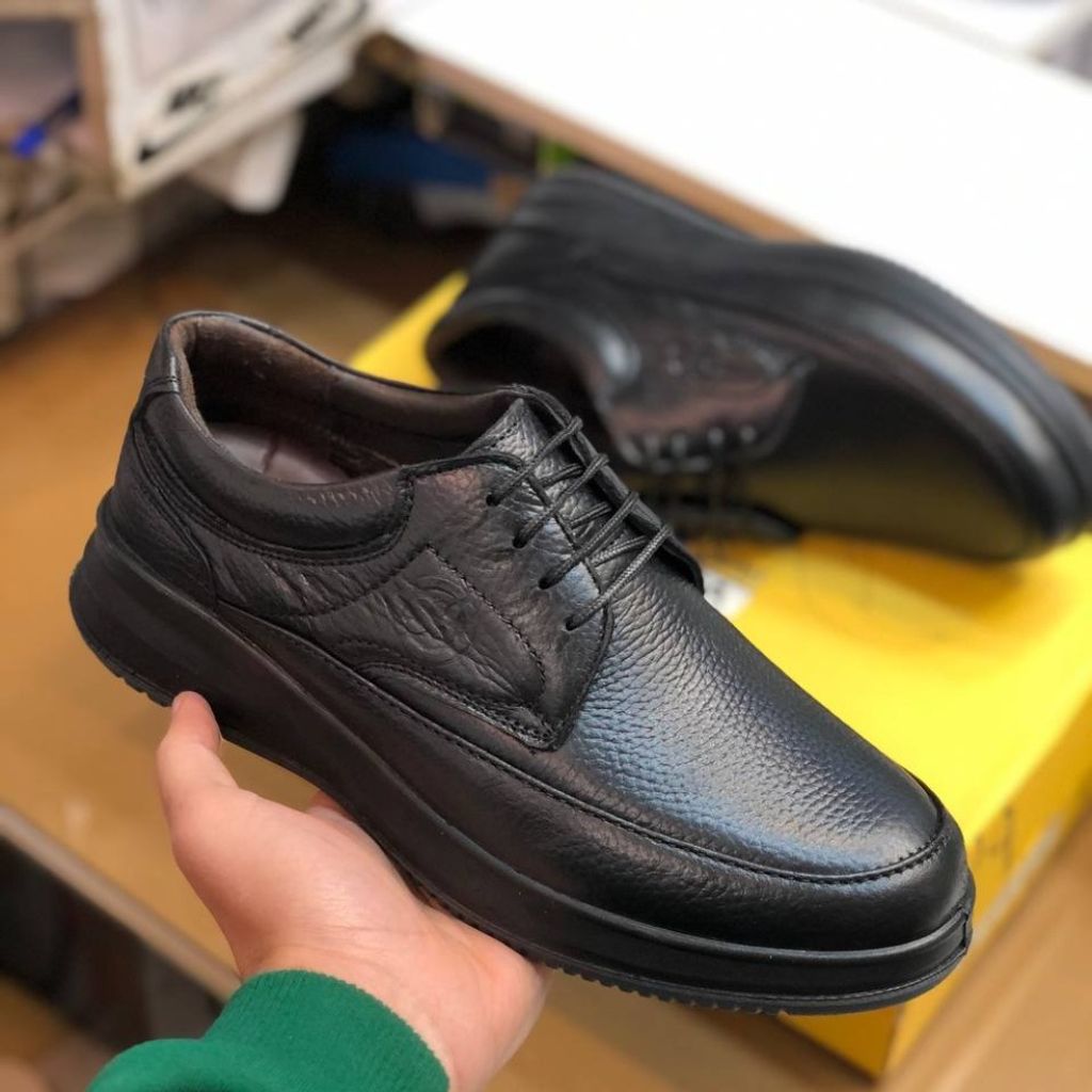 خرید انلاین کفش چرم مردانه طبی بندی شامی رنگ عسلی