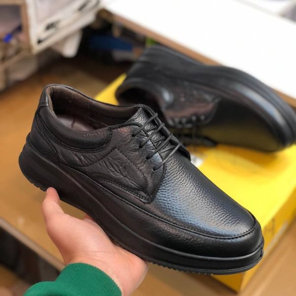 کفش چرم مردانه طبی بندی شامی رنگ مشکی