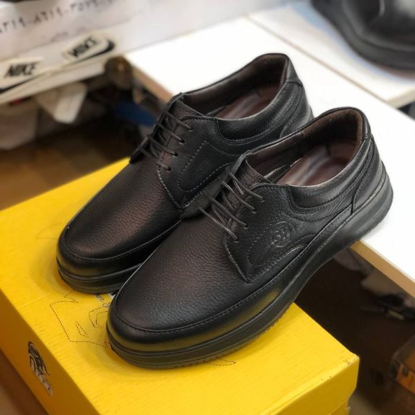 کفش چرم مردانه طبی بندی شامی رنگ مشکی