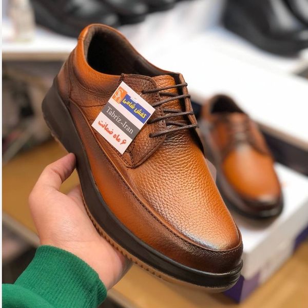 کفش چرم مردانه بندی طبی شامی عسلی