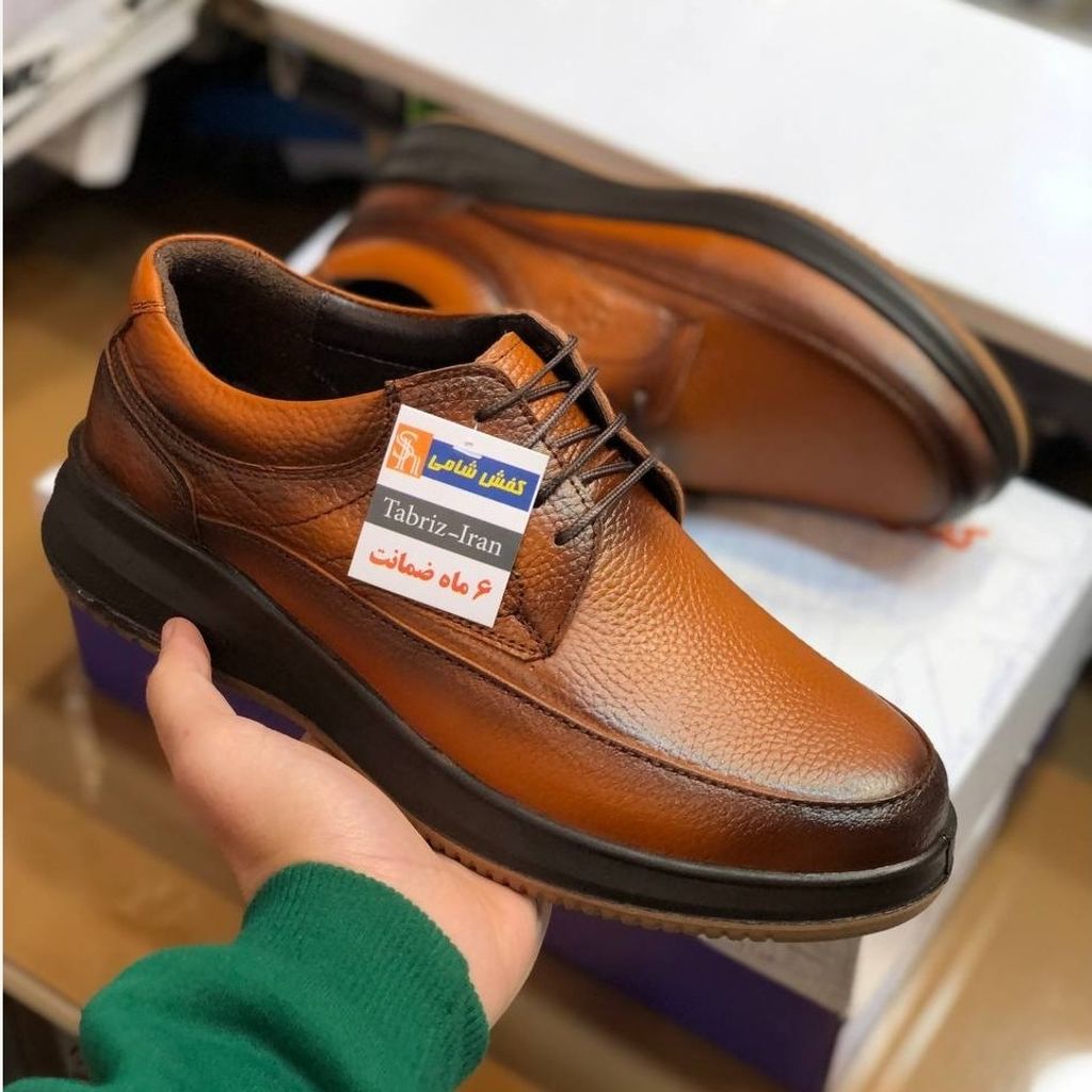 خرید انلاین کفش چرم مردانه بندی طبی شامی عسلی 