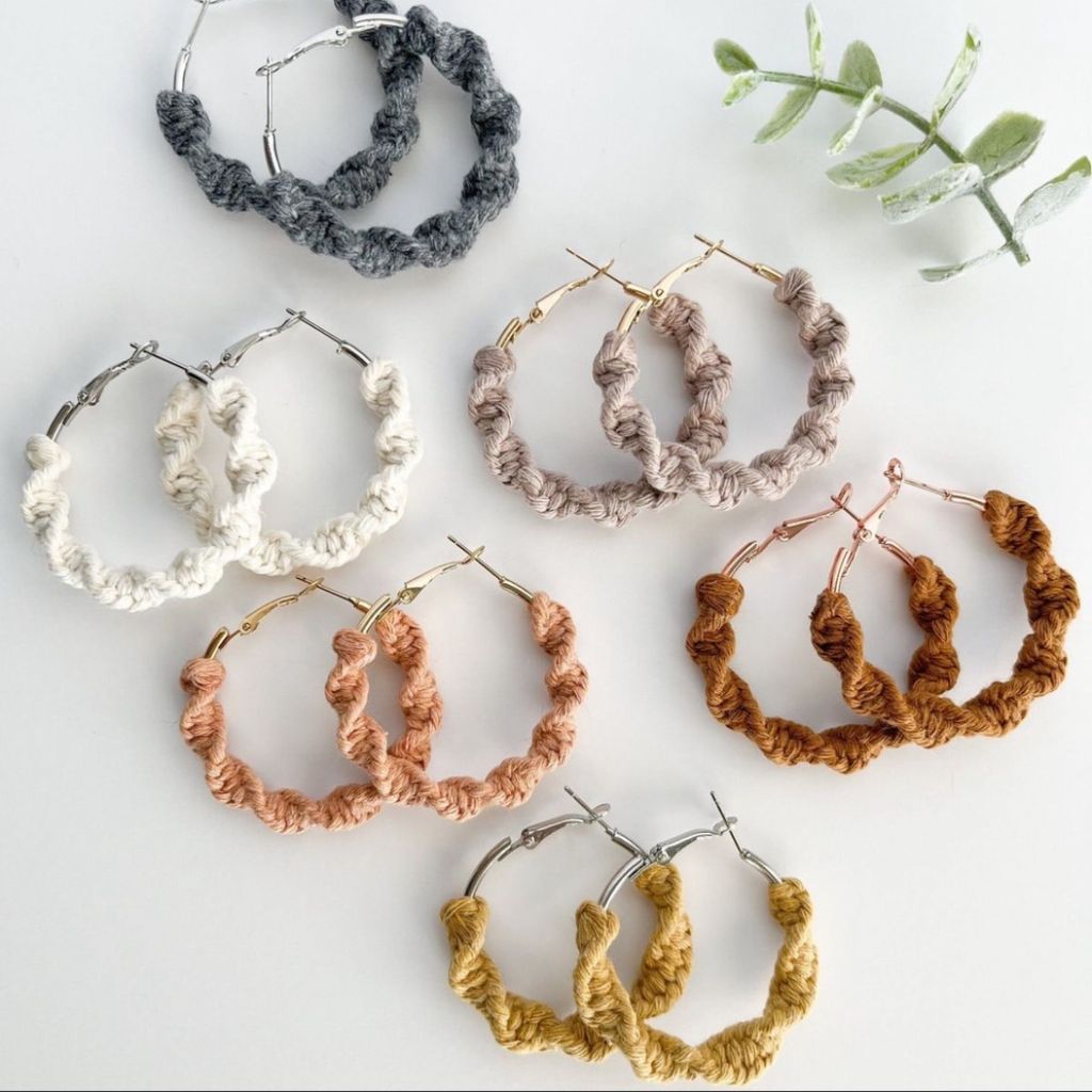 قیمت ارزان گوشواره مکرومه بافی مدرن مدل مهنا