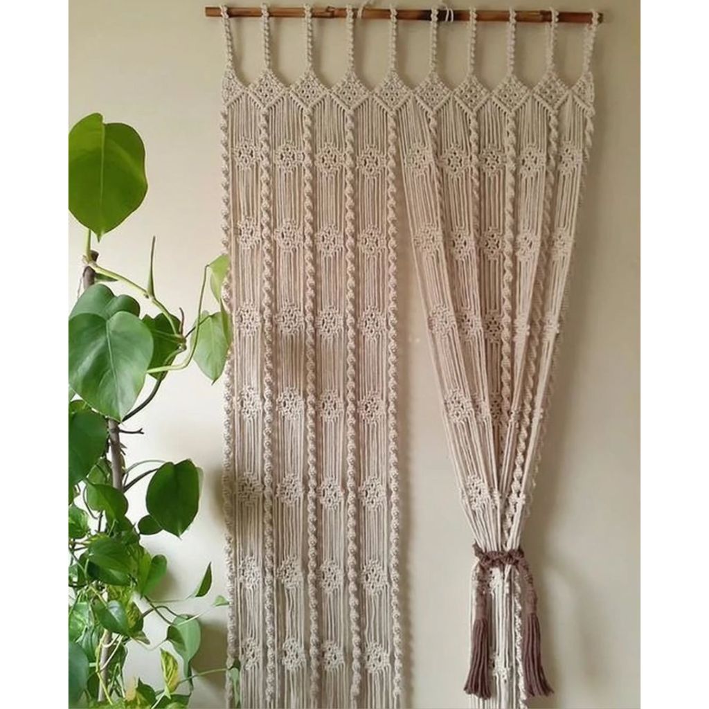 خرید اینترنتی پرده فانتزی مکرومه بافی طرح‌شبنم