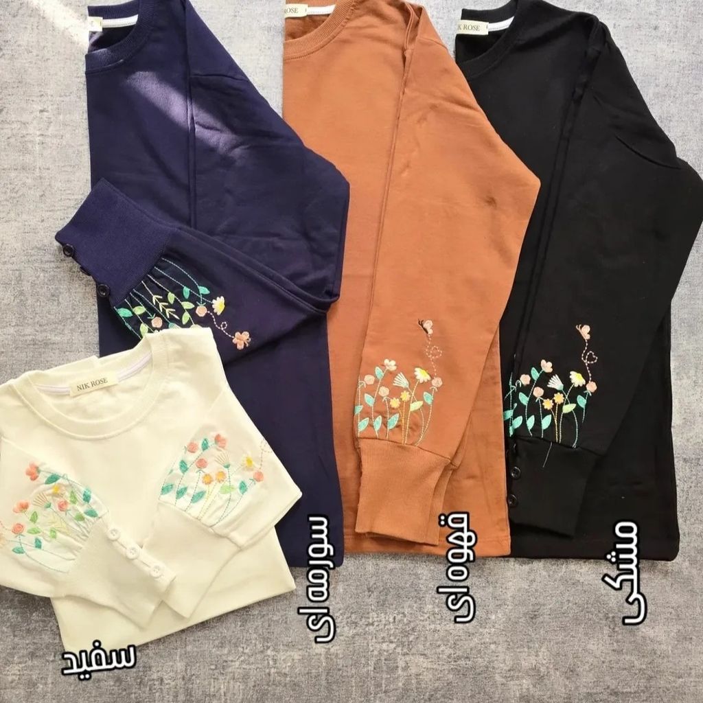 خرید اینترنتی بلوز آستین سه دکمه گلدوزی شده زنانه