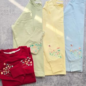 خرید آنلاین بلوز آستین سه دکمه گلدوزی شده زنانه