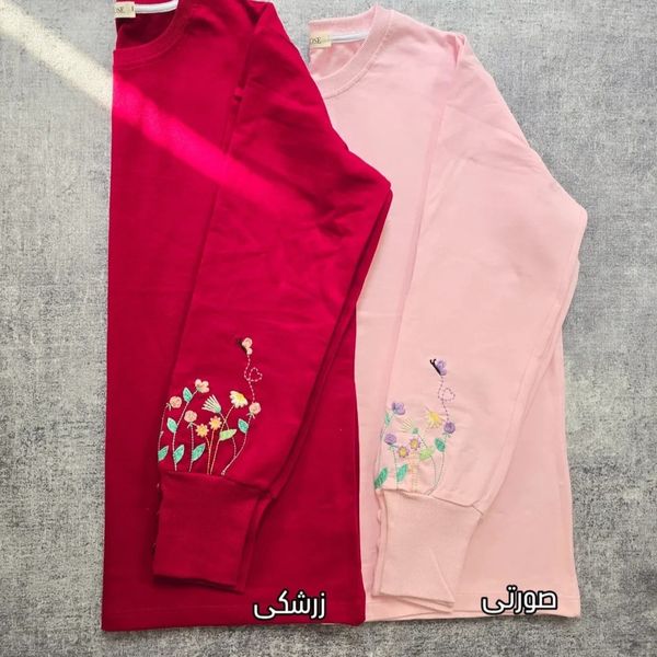 بلوز آستین سه دکمه گلدوزی شده زنانه