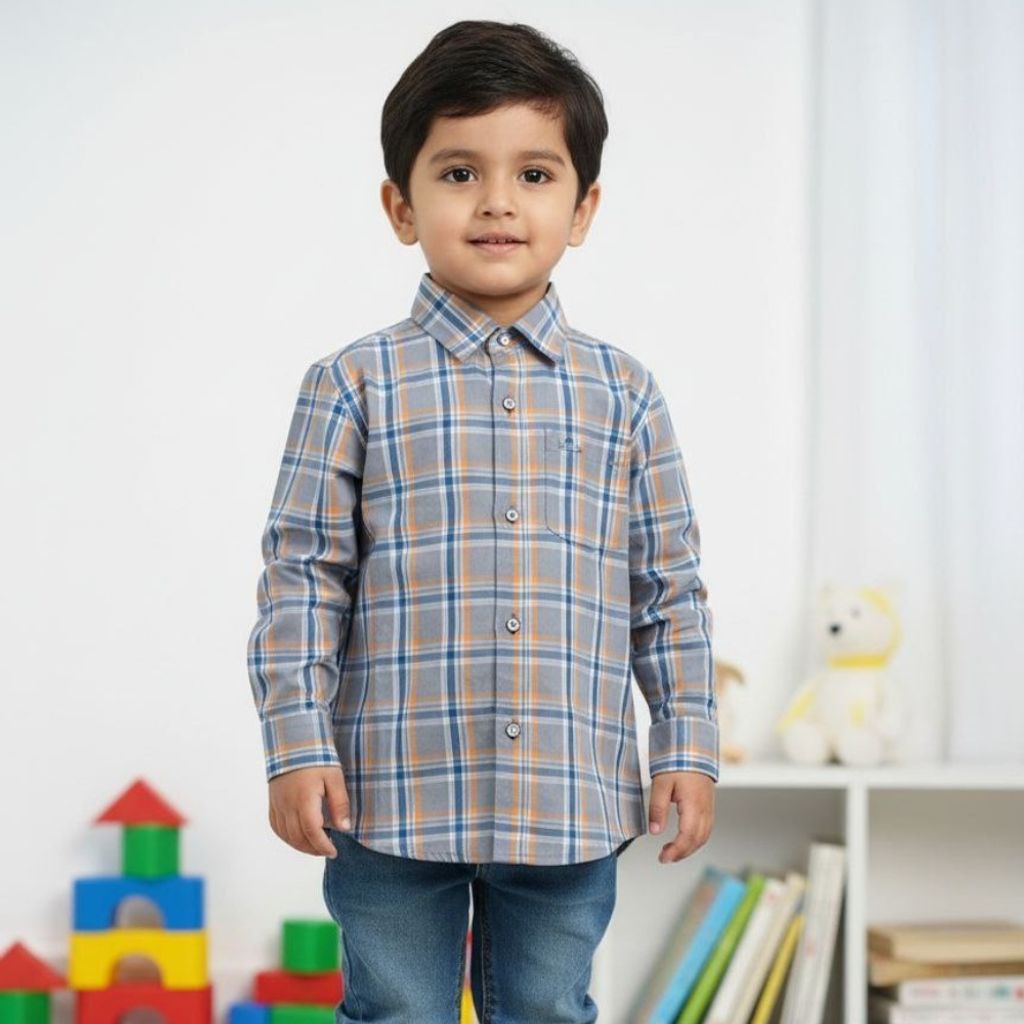 قیمت ارزان پیراهن پسرانه وارداتی چهارخانه مناسب استایل روزمره و مهمانی