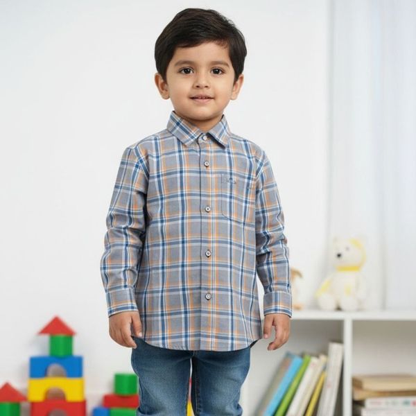 پیراهن پسرانه وارداتی چهارخانه مناسب استایل روزمره و مهمانی