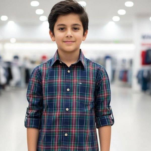 پیراهن پسرانه وارداتی چهارخانه مناسب استایل روزمره و مهمانی