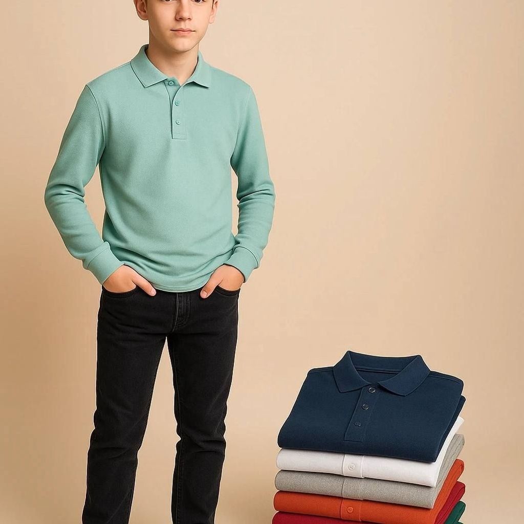 مشخصات پولوشرت پسرانه نخ پنبه وارداتی سایز 85 و 90