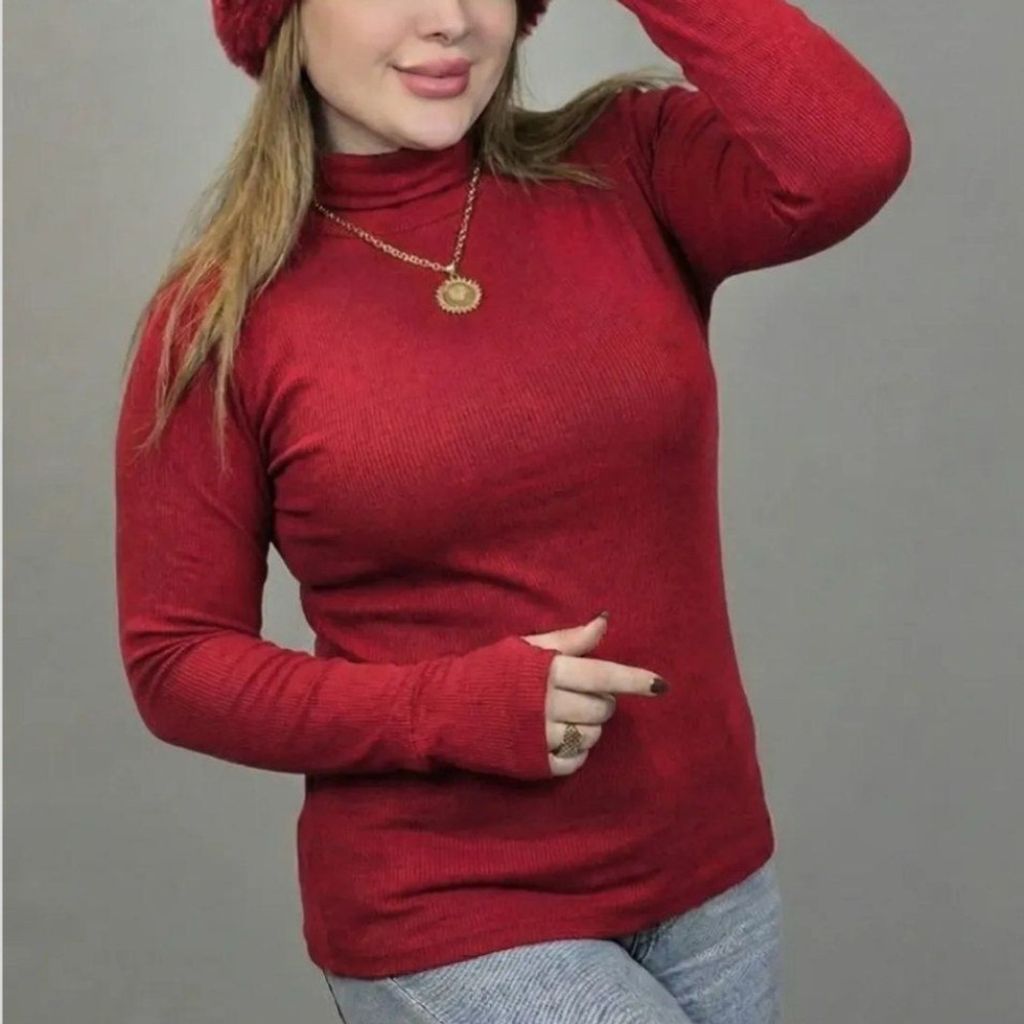 خرید انلاین بلوز زنانه یقه سه سانت آستین فینگردار کبریتی فول کشی