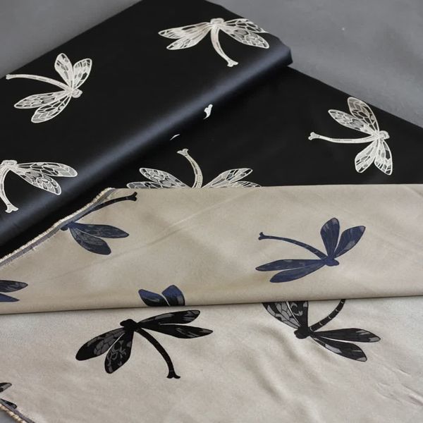 پارچه ساتن لاسیا طرح سنجاقک 1195