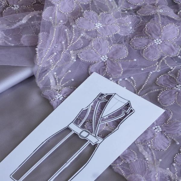 پارچه دانتل تور دوزی 1137