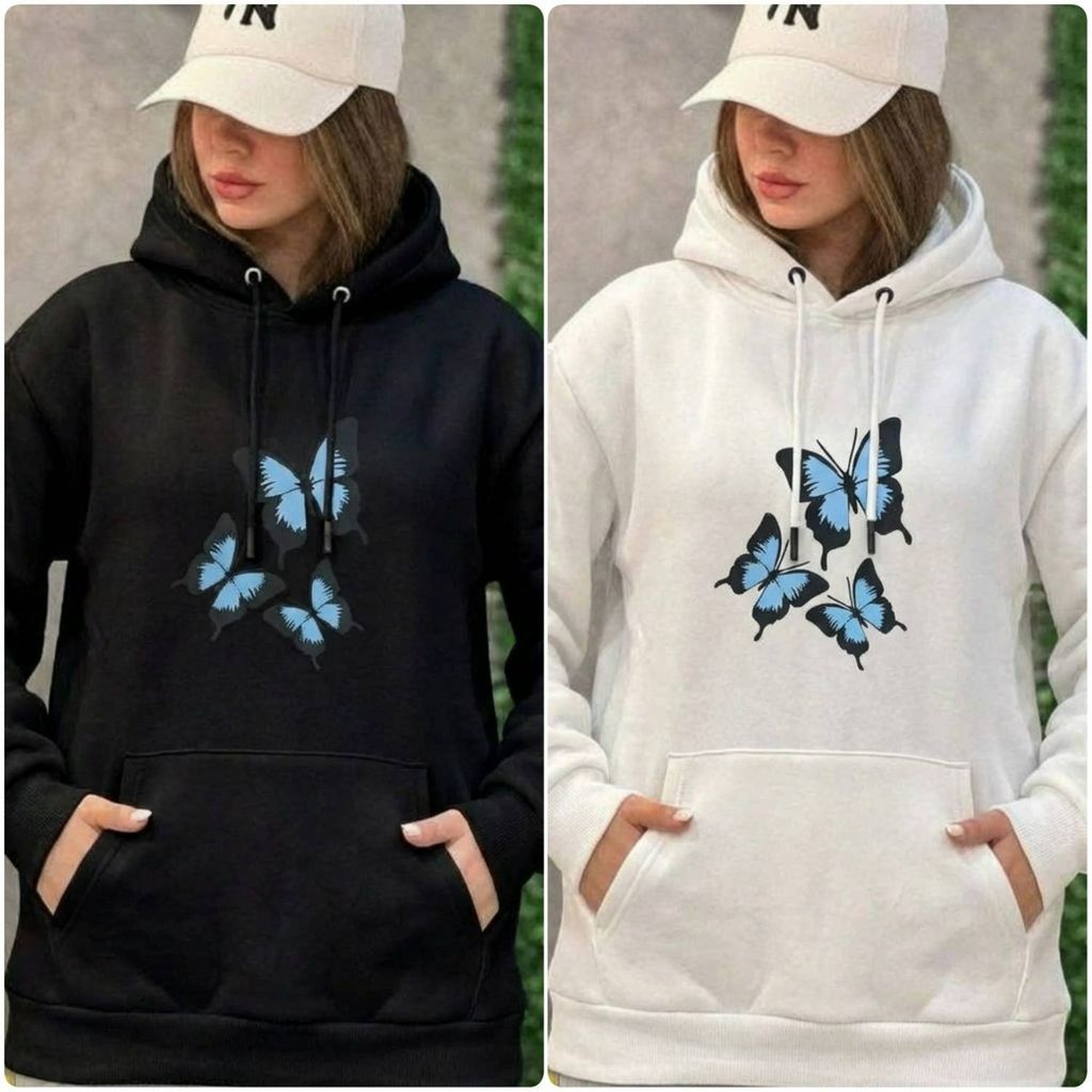 قیمت ارزان هودی طرح پروانه دخترانه و زنانه