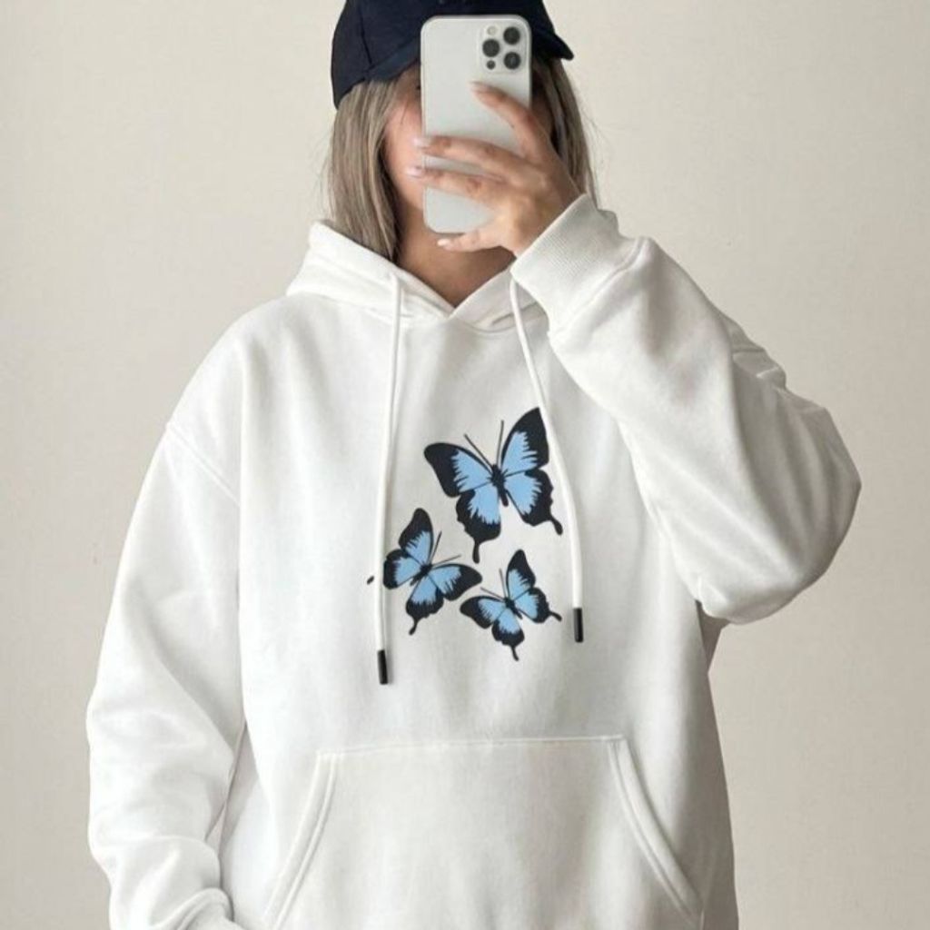 فروش اینترنتی هودی طرح پروانه دخترانه و زنانه