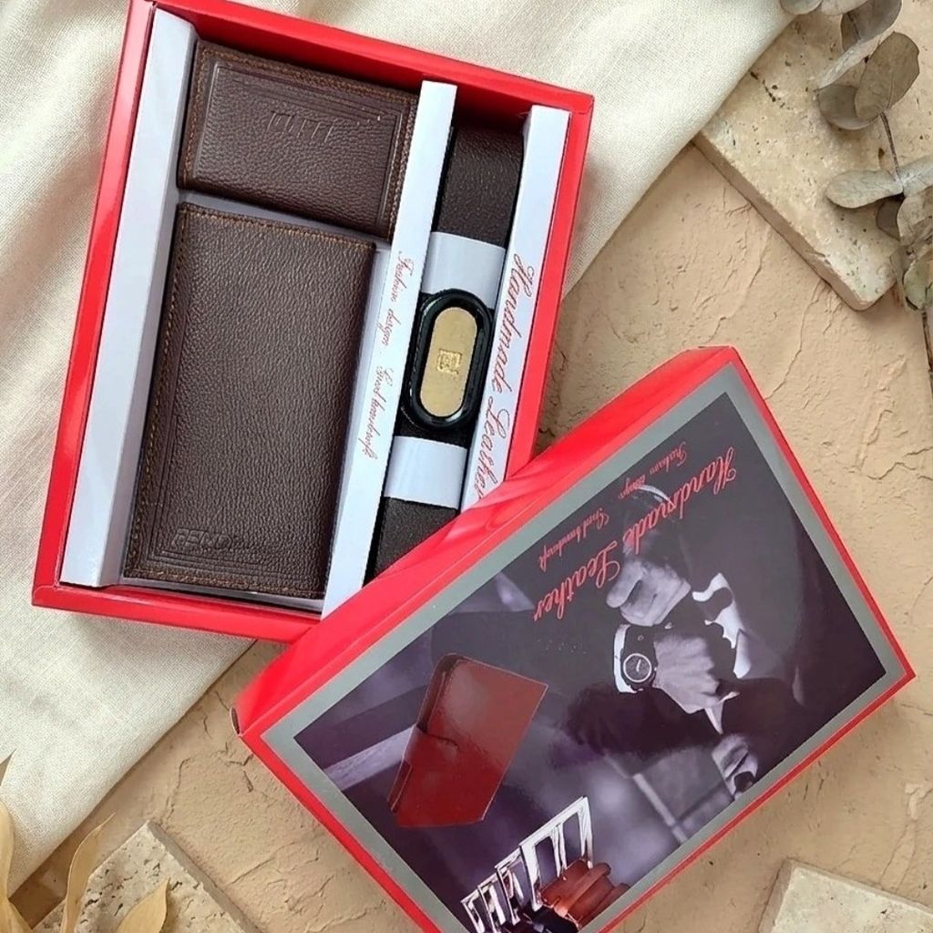 خرید آنلاین باکس هدیه روز مرد کمربند کیف جیبی کیف جاکارتی