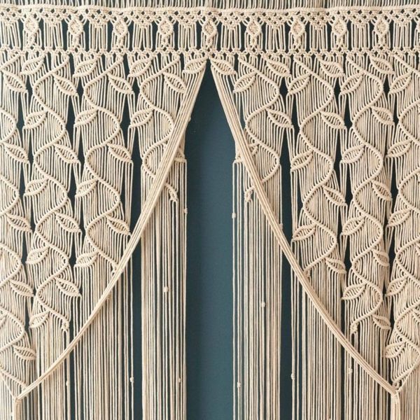 پرده مکرومه بافی طرح پنجره ی آرامش