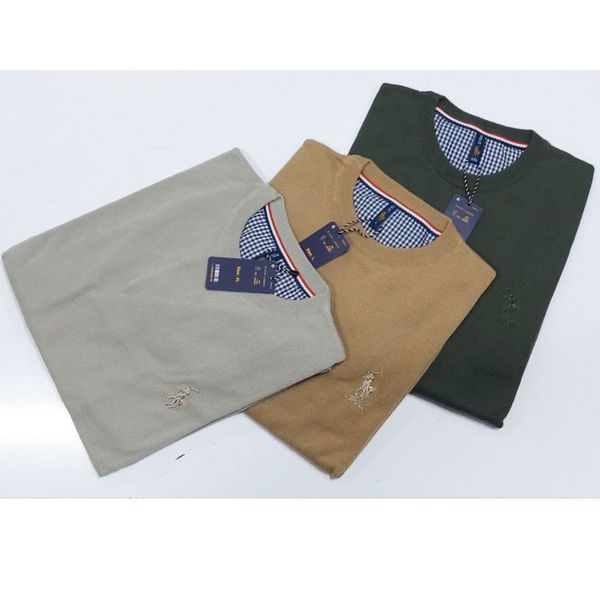 بافت یقه گرد ساده مردانه bf5t6