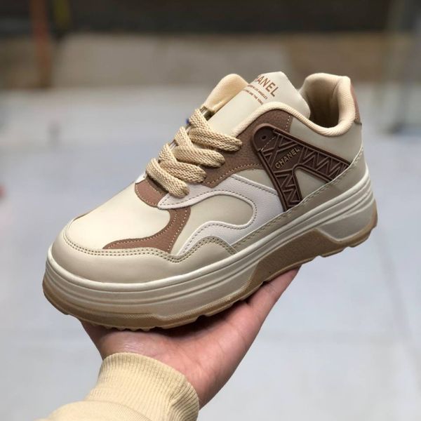 کفش لژدار چرم زنانه مدل چنل کرم قهوه ای