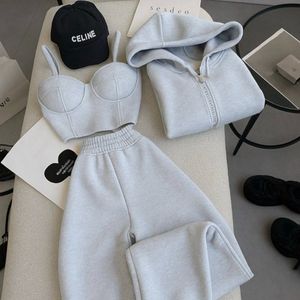 ست سه تیکه تاپ کاپدار+سویشرت +جاگر