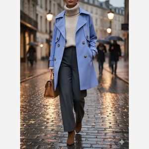 قیمت ارزان بارونی آستردار ترنج آبی تخفیف زمستانه