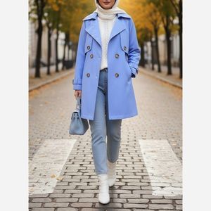 بارونی آستردار ترنج آبی تخفیف زمستانه