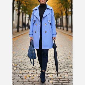 خرید انلاین بارونی آستردار ترنج آبی تخفیف زمستانه