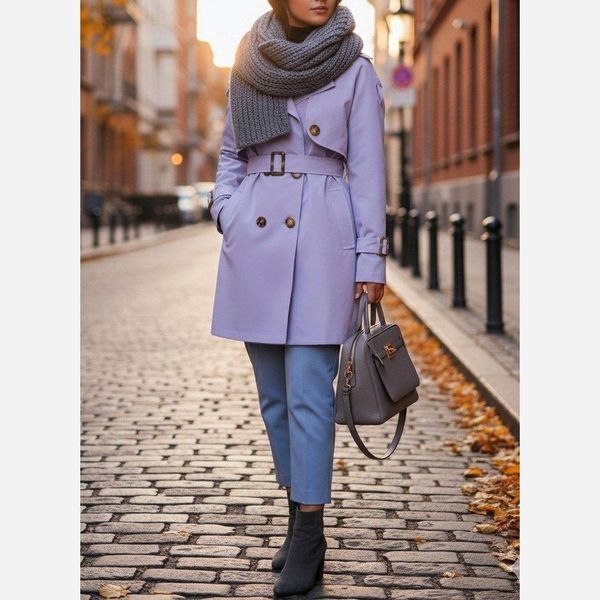 بارونی آستردار ترنج یاسی تخفیف ویژه