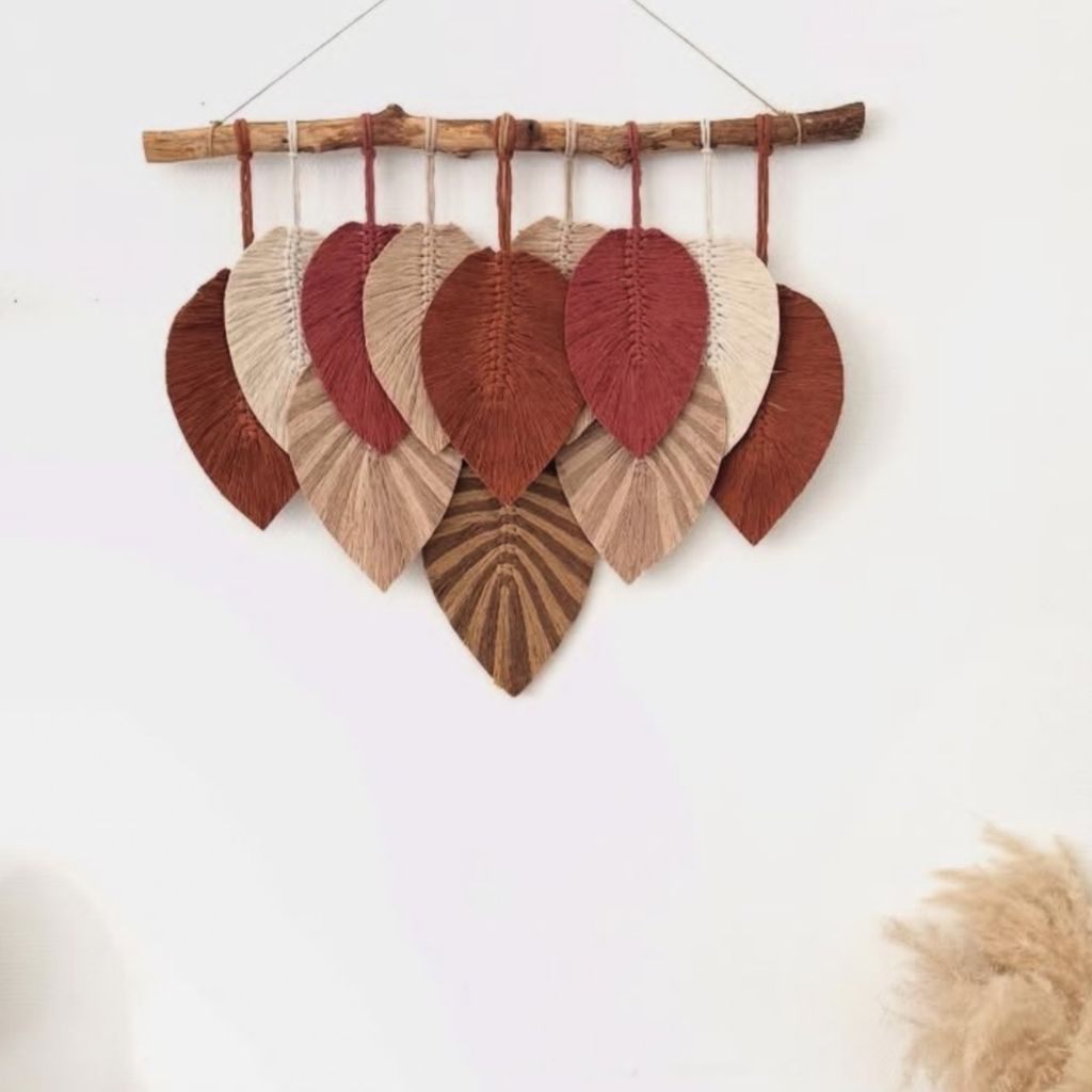 قیمت ارزان دیوارکوب برگ راه راه مکرومه