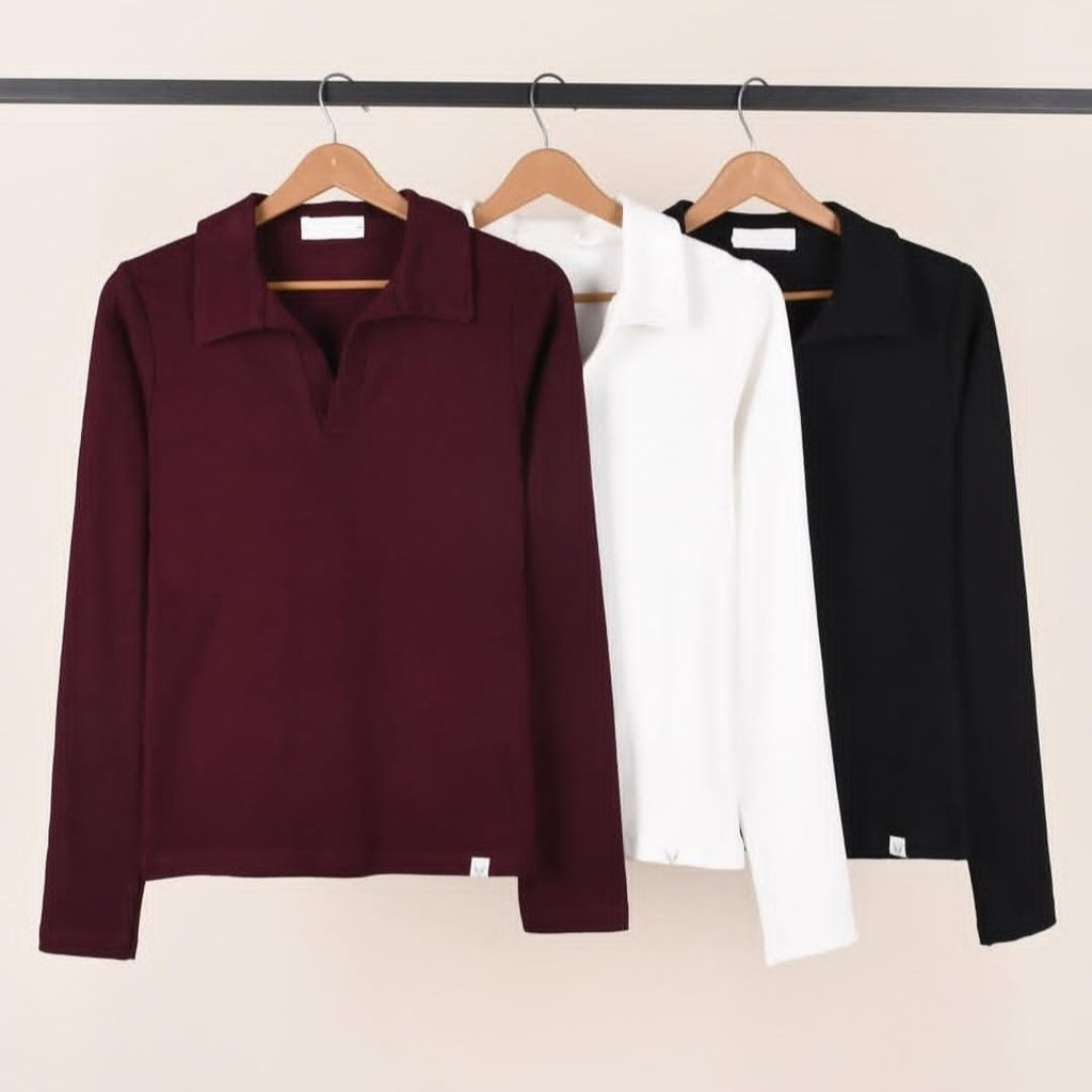 خرید انلاین بلوز یقه شکاری کشبافت زنانه