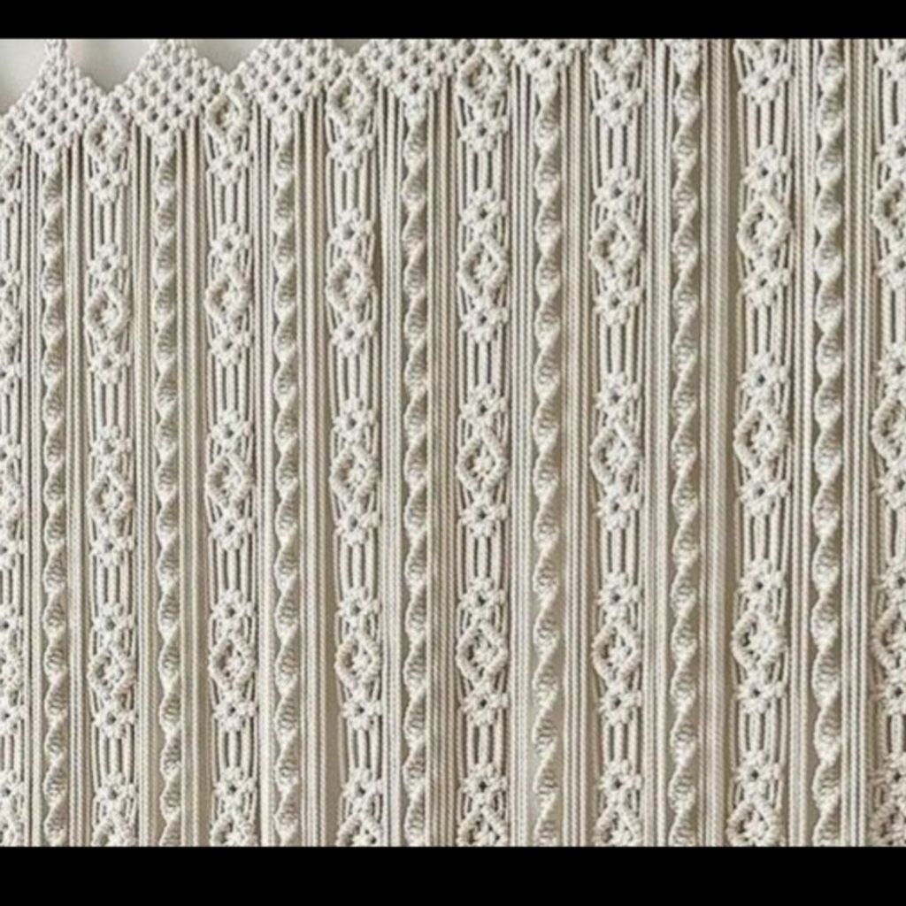 قیمت ارزان پرده ی مکرومه بافی طرح نخ نو چشم نواز