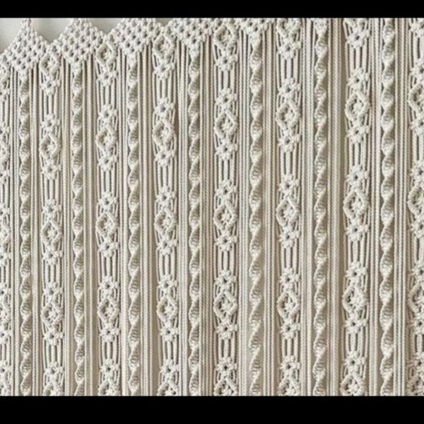 پرده ی مکرومه بافی طرح نخ نو چشم نواز