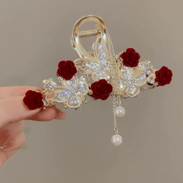 کلیپس مجلسی فلزی گل رز (آویزدار)