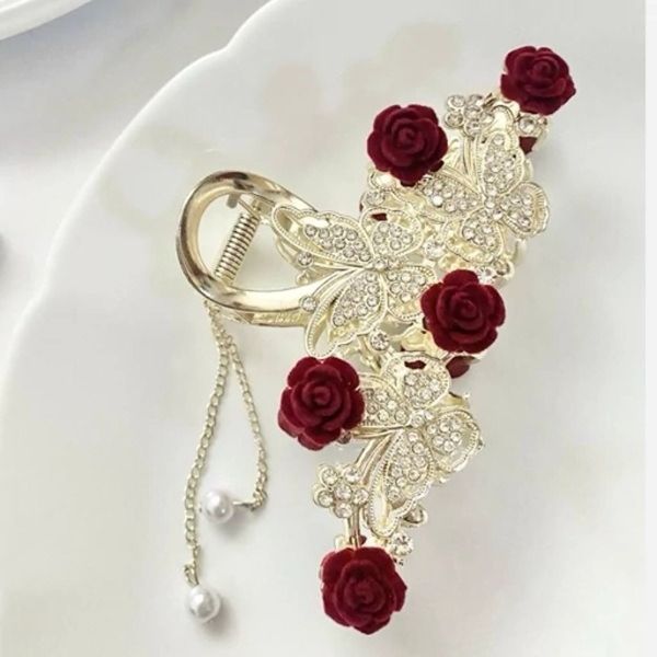 کلیپس مجلسی فلزی گل رز (آویزدار)