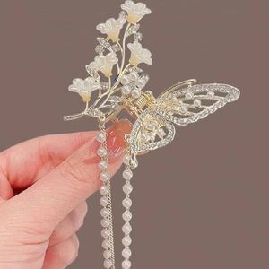 خرید اینترنتی قیمت کلیپس مجلسی فلزی پروانه آویزدار شکوفه سفید وارداتی