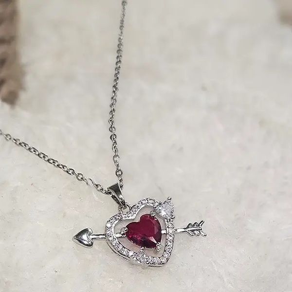 گردنبند قلب قرمز و تیرکمان (وارداتی) استیل رنگ ثابت